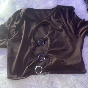Brown Chain Linked Shein Cropped Top